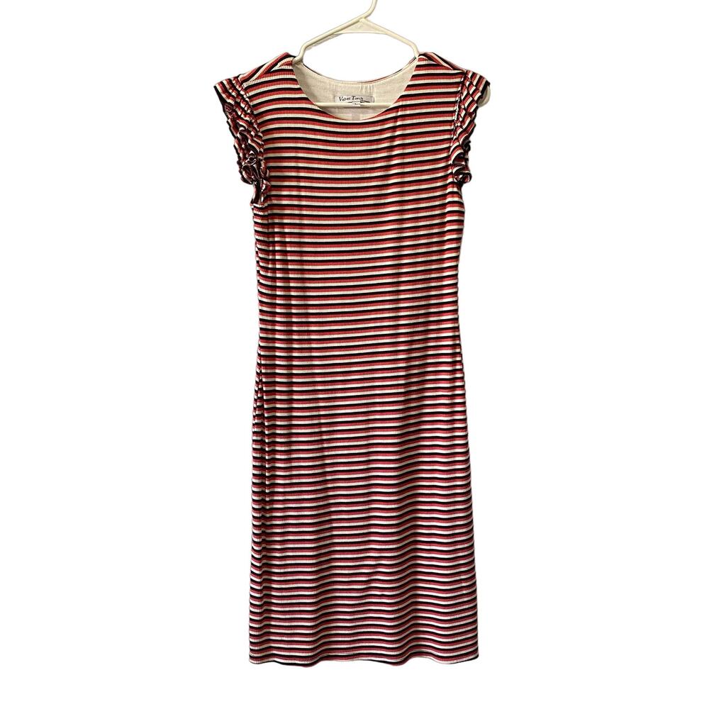 Velvet Torch Striped Shortsleeve Knee length Dress Size Large